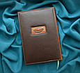 Щоденник А5 формату в шкіряній обкладинці з об'ємним тисненням ручної роботи "Індіанець", фото 4
