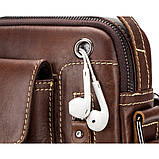 Чоловіча сумка через плече Натуральня шкіра Барсетка Чоловіча шкіряна сумка для документів планшет Коричнева, фото 7