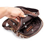 Чоловіча сумка через плече Натуральня шкіра Барсетка Чоловіча шкіряна сумка для документів планшет Коричнева, фото 8