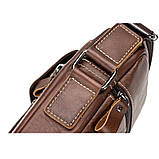 Чоловіча сумка через плече Натуральня шкіра Барсетка Чоловіча шкіряна сумка для документів планшет Коричнева, фото 10