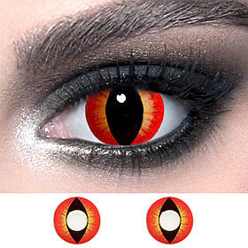 Кольорові контактні лінзи ELITE Lens "Cat Red" 14,5 мм. червоні котячі очі (вертикальні зрачки) (N0243)