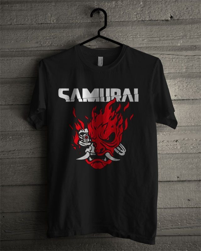 Футболка чорна Cyberpunk Samurai