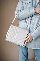 Стильная женская стеганая сумочка серого цвета Сара из качественной эко-кожи