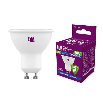 Лампа світлодіодна MR16 8W PA10S GU10 4000K ELM (18-0192), фото 2