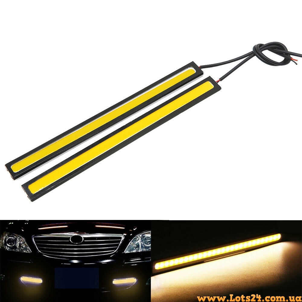 2шт Денні ходові вогні жовті гнучкі 17 см ДХО DRL COB LED