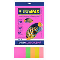 Бумага цветная А4 80г/м2 50 листов 5 цветов NEON Buromax ВМ.2721550-99