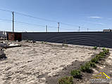 Горизонтальний паркан з профнастилу темно-сірого кольору Ral 7024, купити профнастил графітового кольору на паркан, фото 8