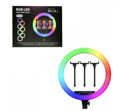ОПТ Кільцева світлодіодна селфи лампа RGB MJ14 14 см 15 колірних схем і 10 ступенів яскравості, фото 1