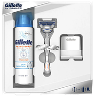 Подарочный набор Gillette Skinguard Sensitive (станок + 1 кассета + гель для бритья + подставка)