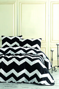 Покривало стеганное з наволочкою Eponj Home B&W - BigZigzag 160*220