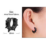 Чорні чоловічі сережки із шипами шипи круглі 1шт, фото 2