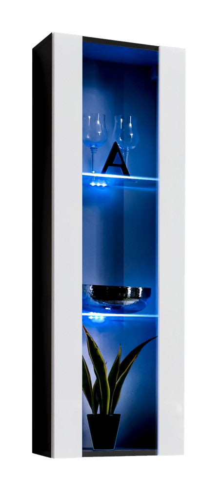 Вітрина навісна Typ 21 FLY ASM MEBLE чорний/білий глянець, фото 1