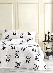 Покривало стеганное з наволочкою Eponj Home B&W - Panda 160*220