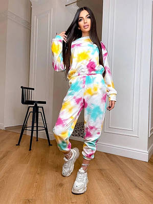 Стильний яскравий костюм з принтом Тай Дай,РОЗМІР ТІЛЬКИ 44