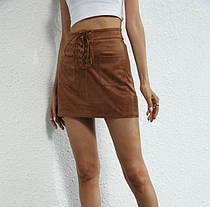 Стильна замшева спідниця зі шнурівкою, фото 5