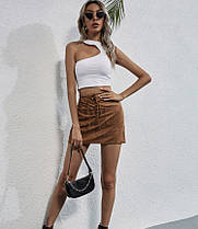 Стильна замшева спідниця зі шнурівкою, фото 2