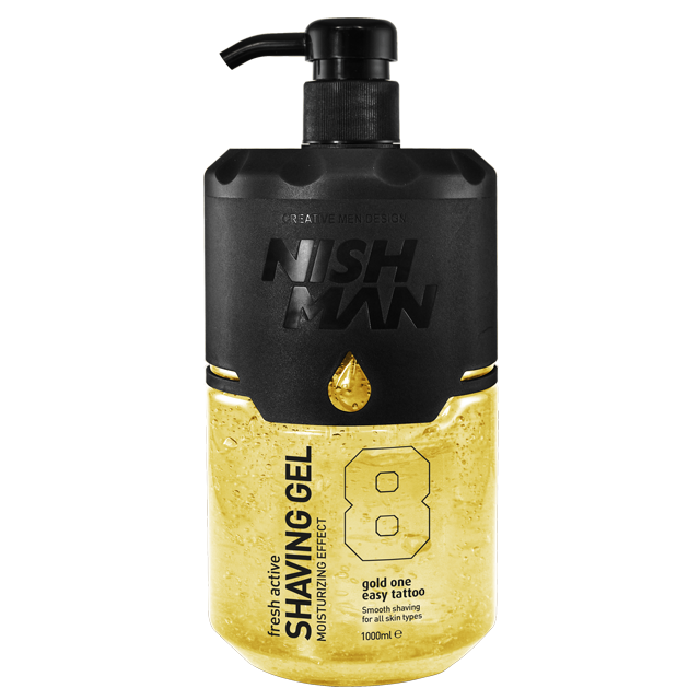 Гель для гоління Nishman No8 Easy Tattoo Gold One Shaving Gel (Золотий) з дозатором 1000 мл