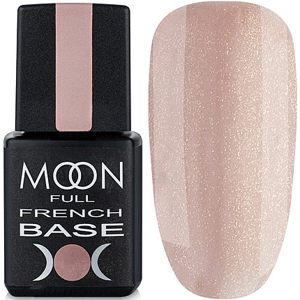 Каучукова база MOON FULL French No13, 8 мл бежевий із золотим шимером, фото 1