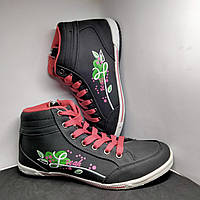 Ботинки-кроссовки для девочек с молнией и цветными шнурками ( РОЗОВЫЕ шнурки)