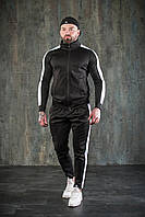 Спортивный костюм мужской весенний осенний качественный модный черный с лампасами Дайвинг L