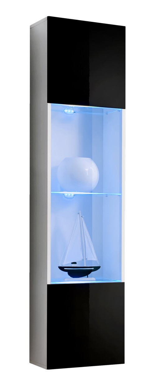 Вітрина навісна Typ 42 FLY ASM MEBLE білий/чорний глянець, фото 1