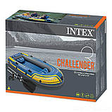 Човен надувний тримісний Intex Challenger-3 68370 Синій (295х137 см, весла, насос), фото 8