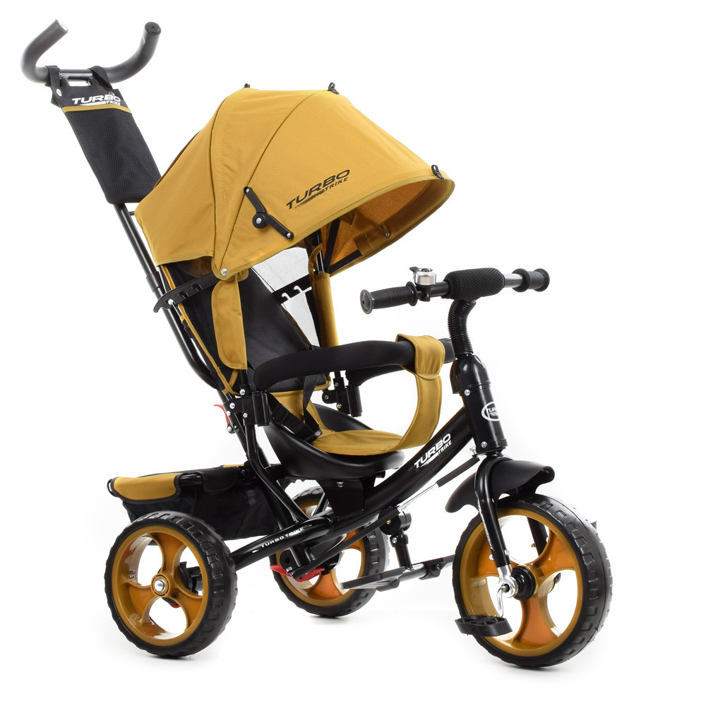 Триколісний велосипед із ручкою бежевий TURBOTRIKE
