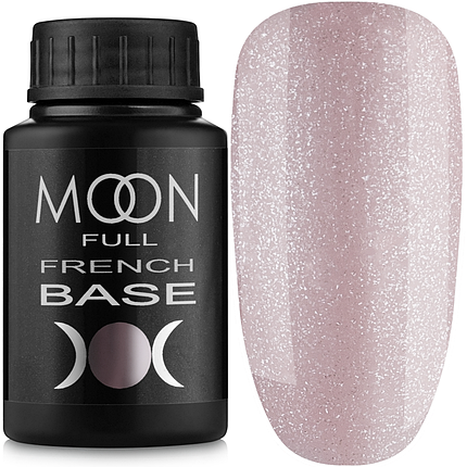 Каучукова база MOON FULL French No18, 30 мл рожевий зі сріблястим шимером, фото 1
