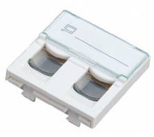 Вставка для внутрішнього розетки 2 порти 45х45 зі шторкою, Hypernet, біла