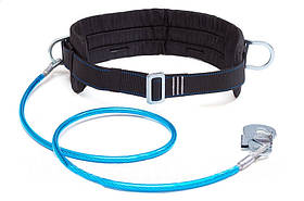 Пояс запобіжний безлямковий ПБ зі стропом із сталевого троса з малим крабіном К20