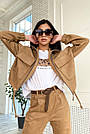 Жіноча куртка блейзер замшева на блискавці кавового кольору, фото 3