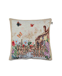 Гобеленова наволочка Alicia будиночок і кролики 45х45 см