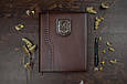 Щоденник А4 в шкіряній обкладинці з об'ємним тисненням ручної роботи "Герб України", фото 3