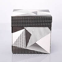 Упаковка для чашок з картону (дно з кришкою) чорно-біла