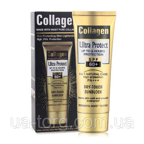 Сонцезахисний крем Wokali Collagen Ultra Protect Dry Touch 3 в 1 Захист SPF 60+ 100 мл