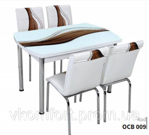 Комплект кухонный овальный стол и стулья 4 шт 75х120 ОСВ 009 СК, Лидер - фото 1 - id-p1382314009