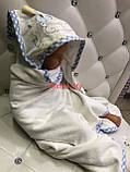 Дитячий махровий рушничок з куточком і рукавичкою для новонароджених, фото 4