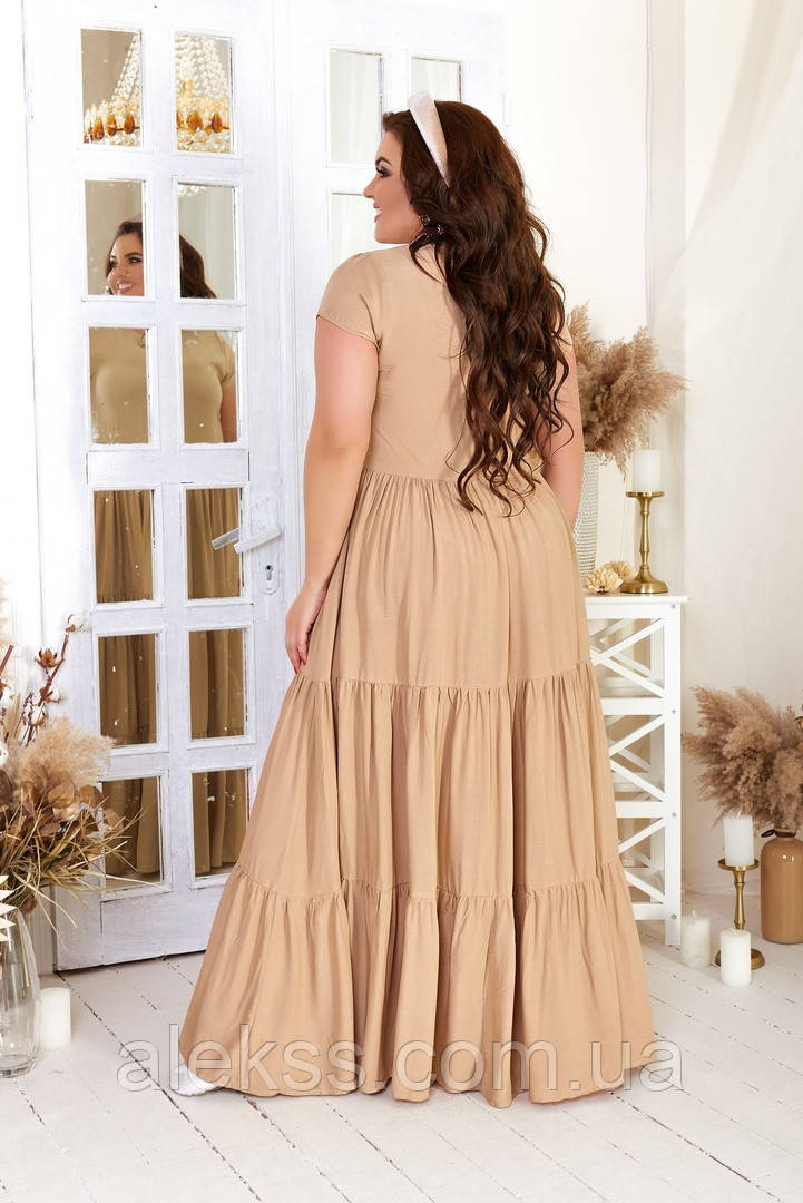 Платье в пол ткань штапель размер 48-50, 52-54 52-54, песок - фото 3 - id-p1382323277