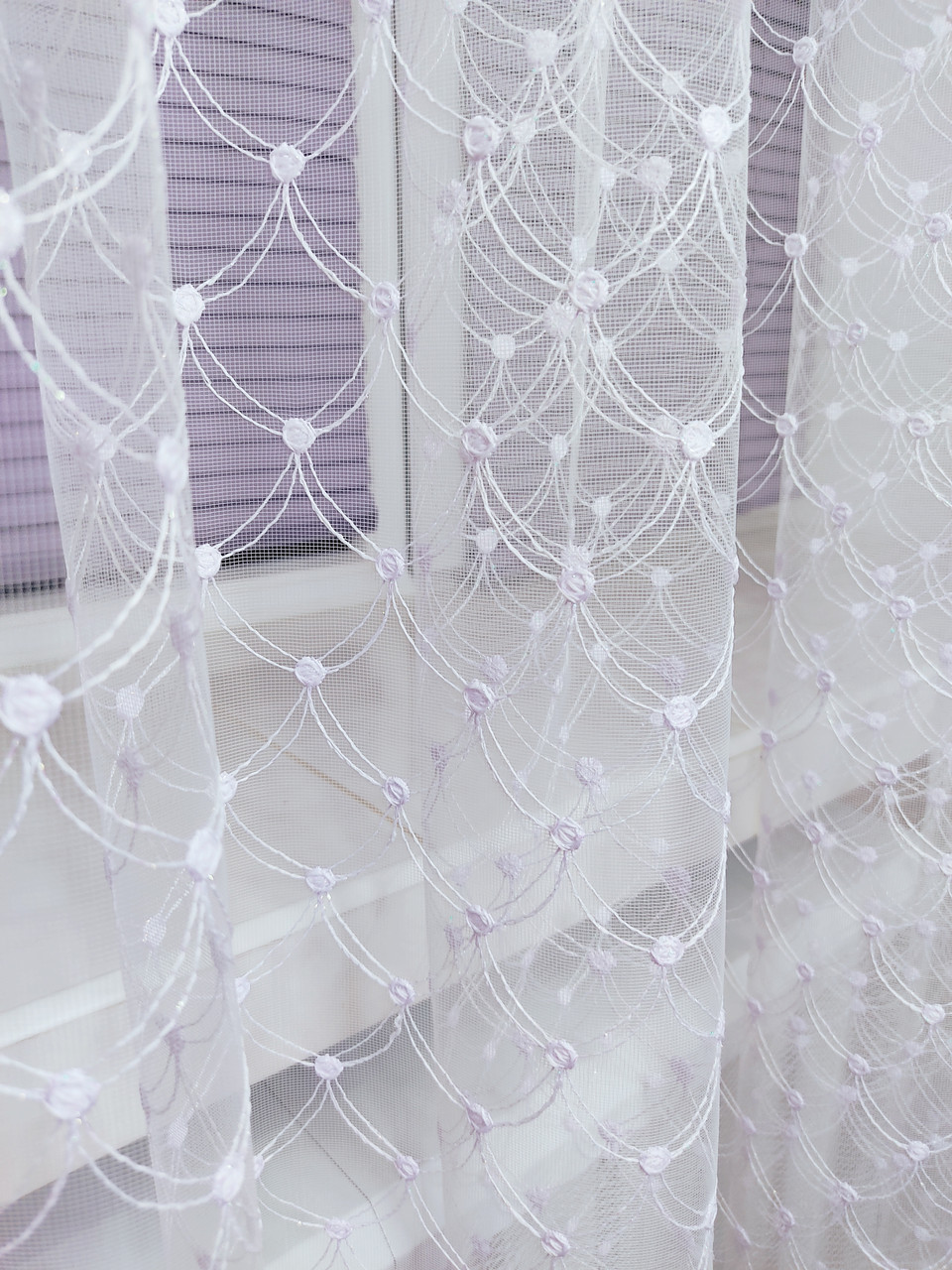 Турецький білий фатин із візерунком по всьому полю