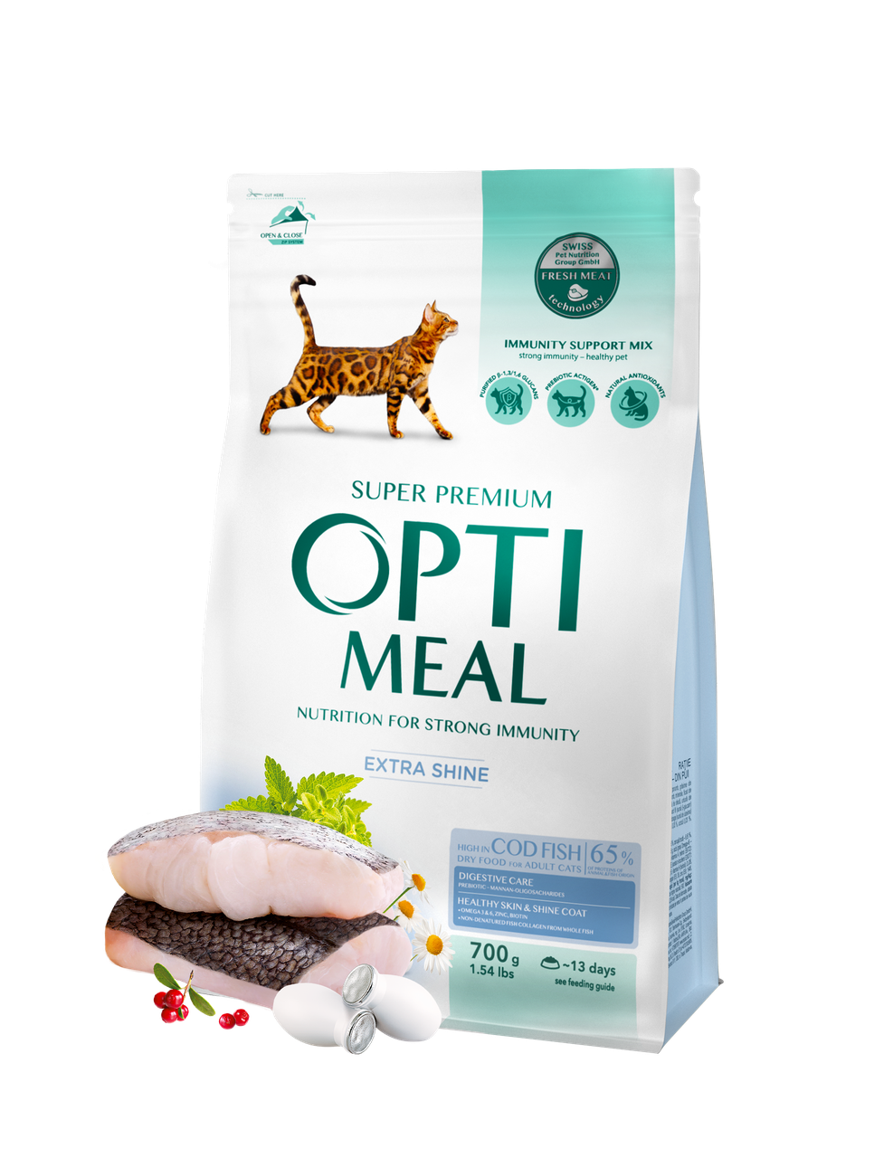 Optimeal Повнораціонний сухий корм для дорослих котів з високим вмістом тріски 10КГ