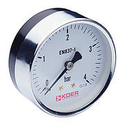 Манометр аксіальний (KR Чехія KM.611A) (0-4 bar), D = 63 мм, 1/4" (KR0210)