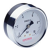 Манометр аксіальний (KR Чехія KM.611A) (0-10 bar), D = 63 мм, 1/4" (KR0212)