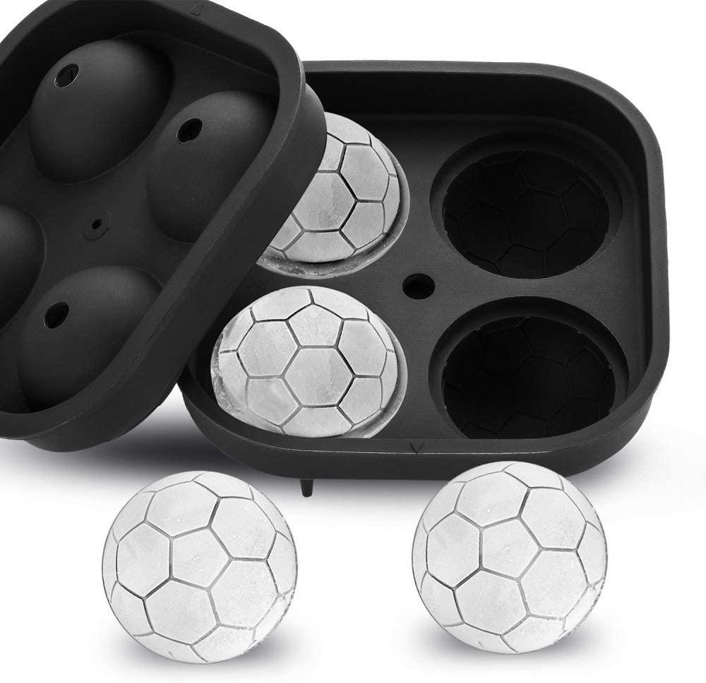 Форма для льоду футбольний м'яч силіконова Ємності для льоду 3D з кришкою форми фігурні кульки для віскі, фото 1