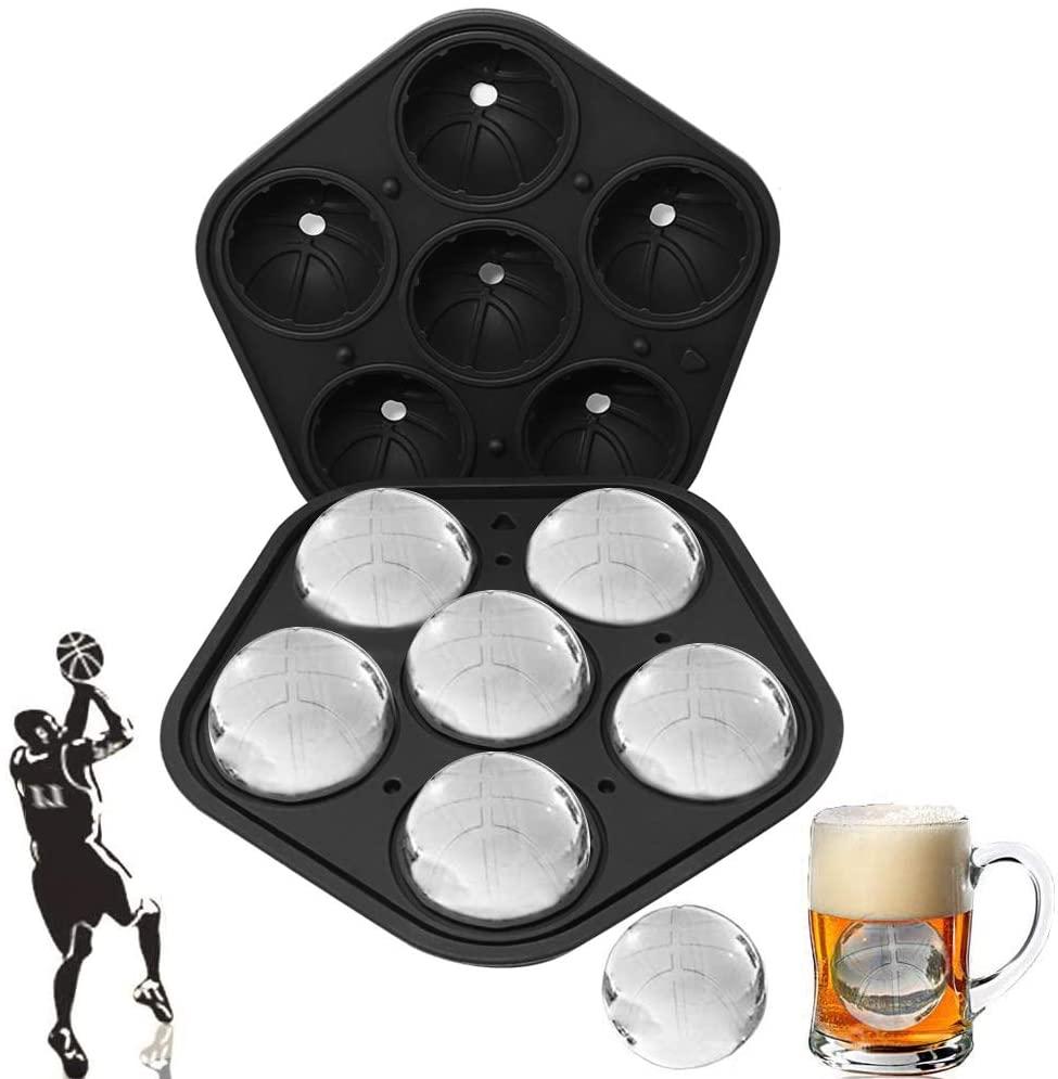 Форма для льоду баскетбольний м'яч силіконова Ємності для льоду 3D з кришкою форми фігурні кульки для віскі, фото 1