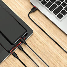 Кабель для зарядки телефона/ смартфона Borofone 3в1 BX17 Lightning + Micro + Type-C 2 А 1 м Чорний, фото 5