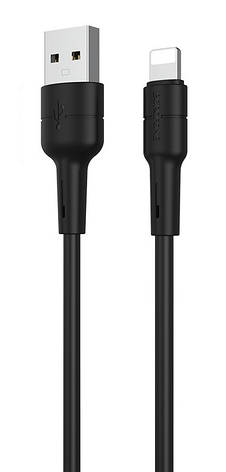 Кабель для зарядки телефона/ смартфона Borofone BX30 Silicone USB - Lightning 2.4 А 1 м Чорний, фото 3