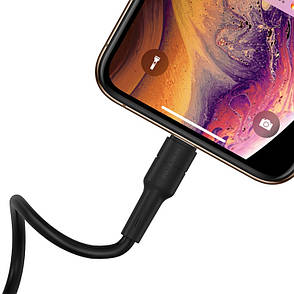 Кабель для зарядки телефона/ смартфона Borofone BX30 Silicone USB - Lightning 2.4 А 1 м Чорний, фото 4