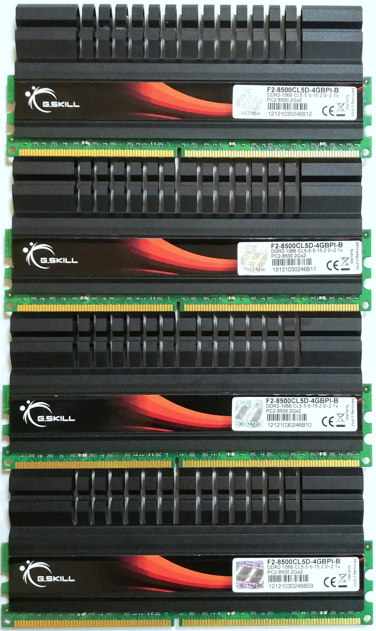 Комплект оперативної пам'яті G. Skill 𝜋-Series DDR2 8Gb (4*2Gb) 1066MHz PC2 8500U CL5 (F2-8500CL5D-4GBPI-B) Б/В