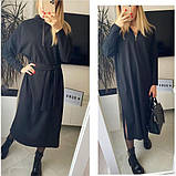 Стильна жіноча сукня міді під пояс вільного крою, фото 4