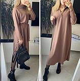 Стильна жіноча сукня міді під пояс вільного крою, фото 3